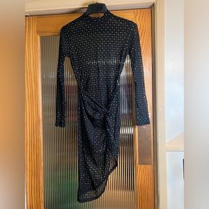 Black asymmetrical cut out sheer dress